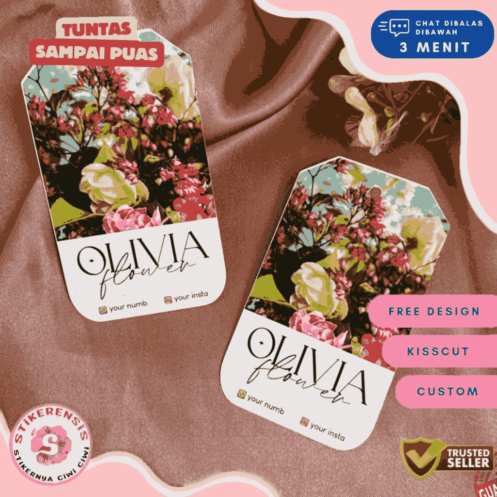 

Premium Gantung Buket Bunga Stikerensis Hangtag Bentuk Custom Label Baju Hang Tag Jilbab Florist