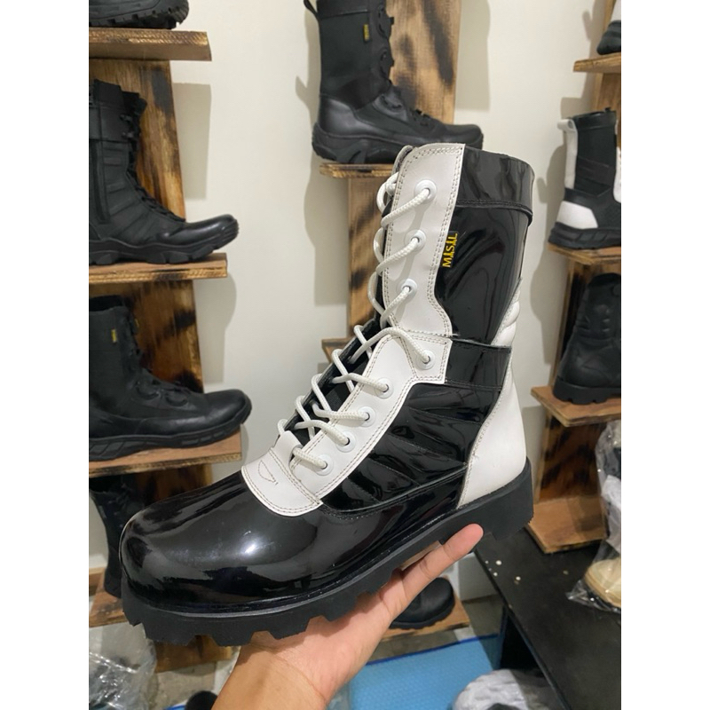 sepatu pdl jatah provost polri polisi pm model provost kulit asli hitam putih