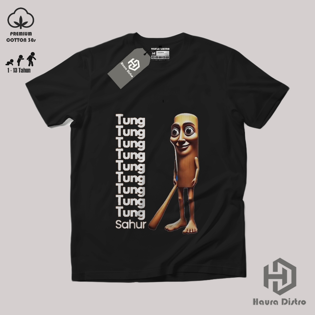 Baju Kaos Anomali Anak Laki-laki perempuan Motif Tung tung Sahur vital Tiktok