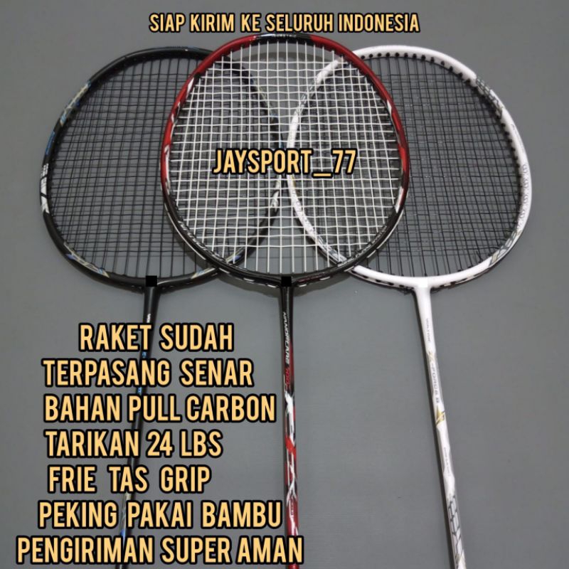 Raket Badminton /Raket bulutangkis pull carbon frie tas grip siap pakai