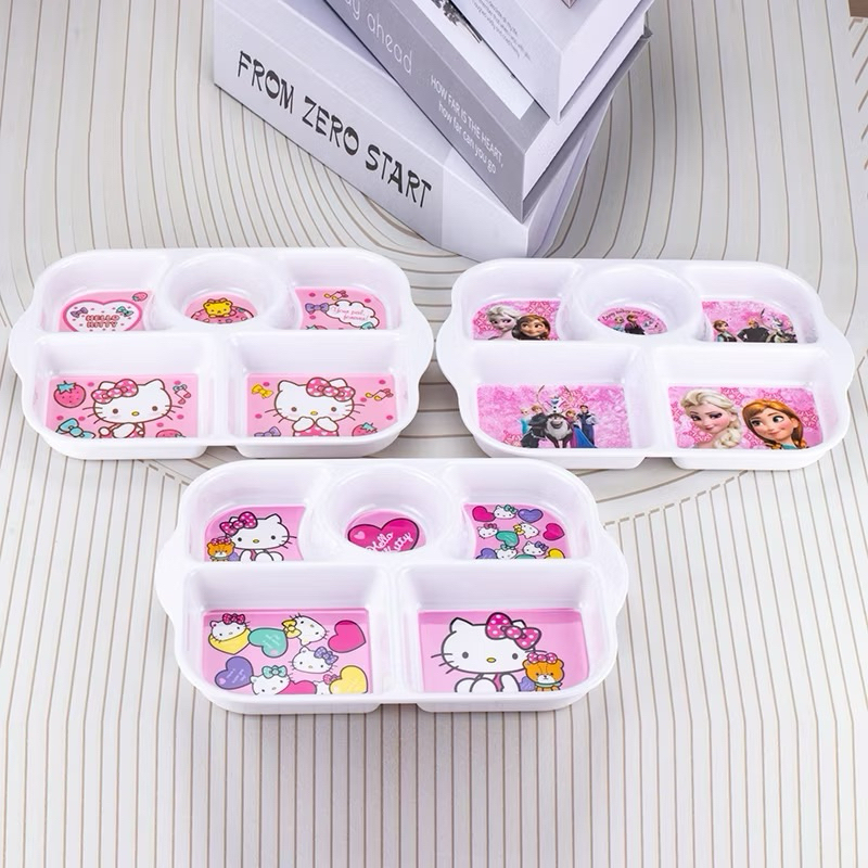melamin piring karakter 5 sekat grid bagus import karakter lucu