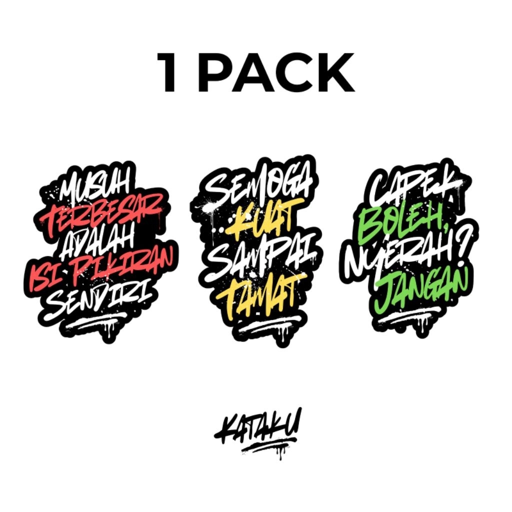 

KATAKU - Sticker Quote 1 (Warna), 1 Pack isi 3, Sticker Quote Sticker Motivasi Stiker Kata-Kata,