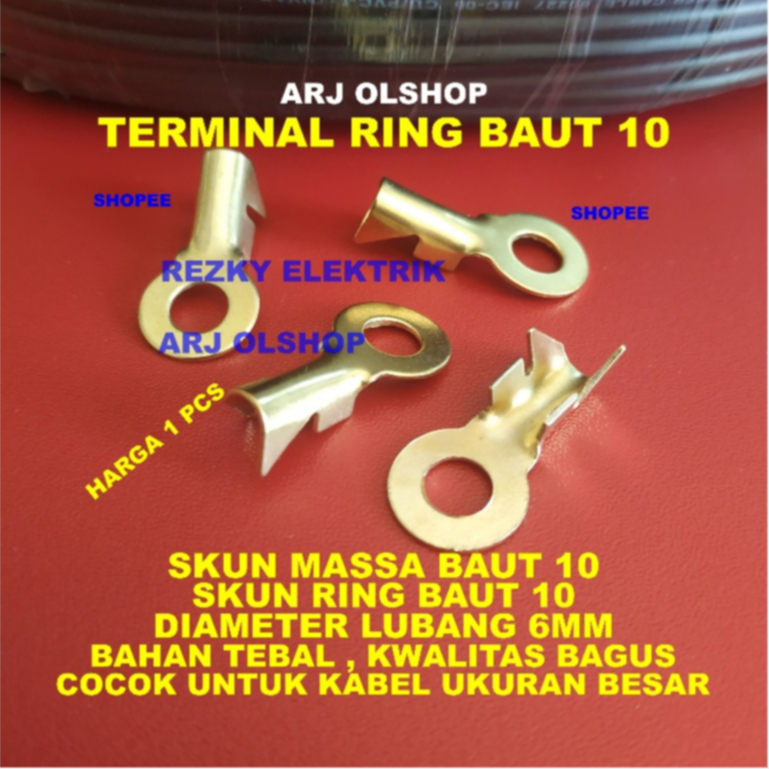 Skun Aki BESAR M6 TEBAL/ Skun Ring Baut 6mm BESAR/ Skun Kabel M6 BESAR/ Skun Massa BESAR M6/ Skun Bu