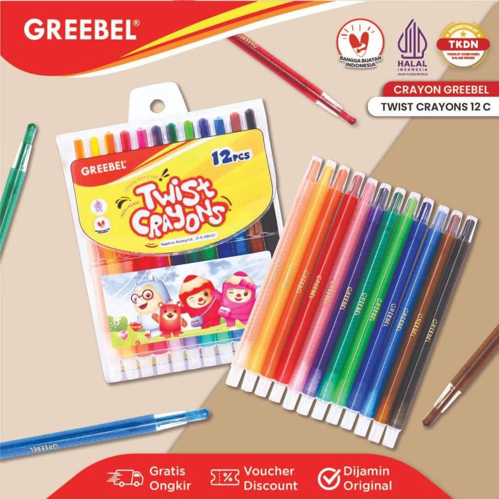 

GREEBEL Twist Crayon 12 Warna / Greebel Crayon Putar 12 warna / Krayon Putar Greebel 12 Warna