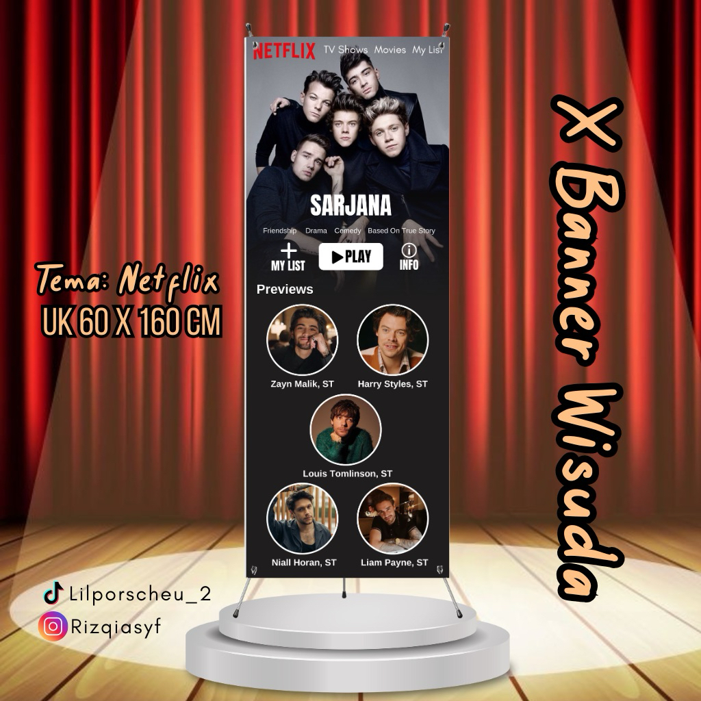 (Cetak) X Banner Wisuda/ Sidang / Ulang Tahun Tema Netflix