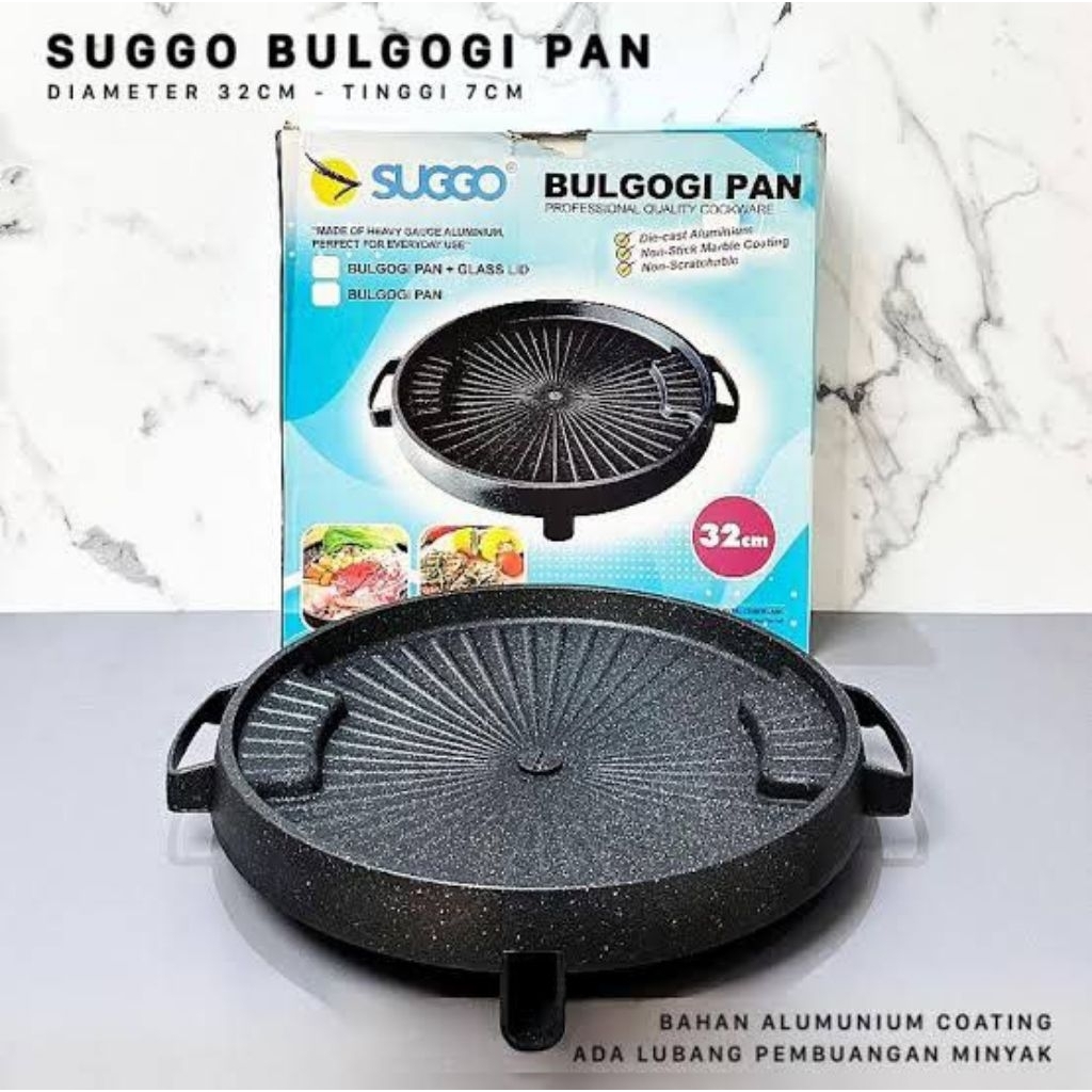 SUGGO Bulgogi Grill Pan 32CM Alat Panggang Korea Anti Lengket Panci Wajan Pemanggang