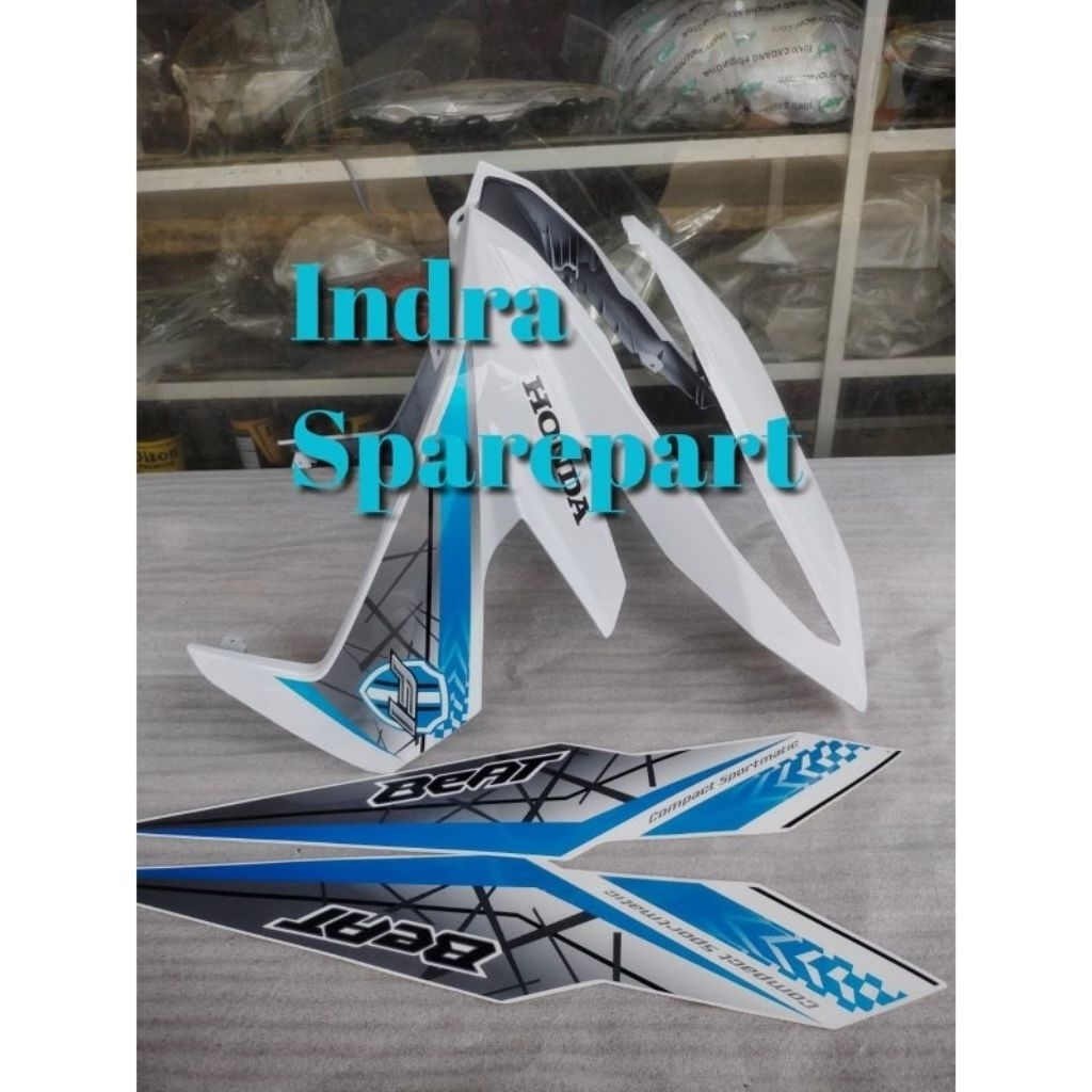Tameng Depan Honda Beat Fi Esp Eco Putih Berstriping