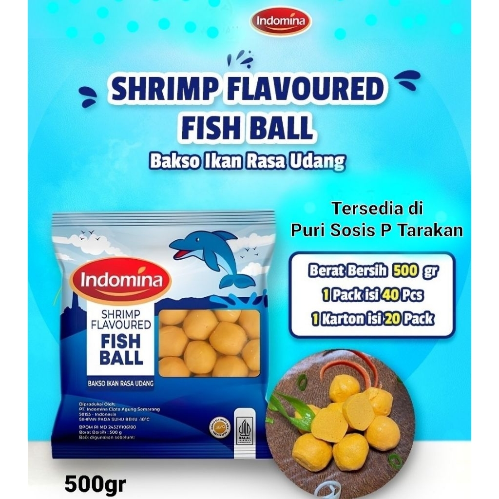 

Indomina Bakso ikan rasa udang 500gr