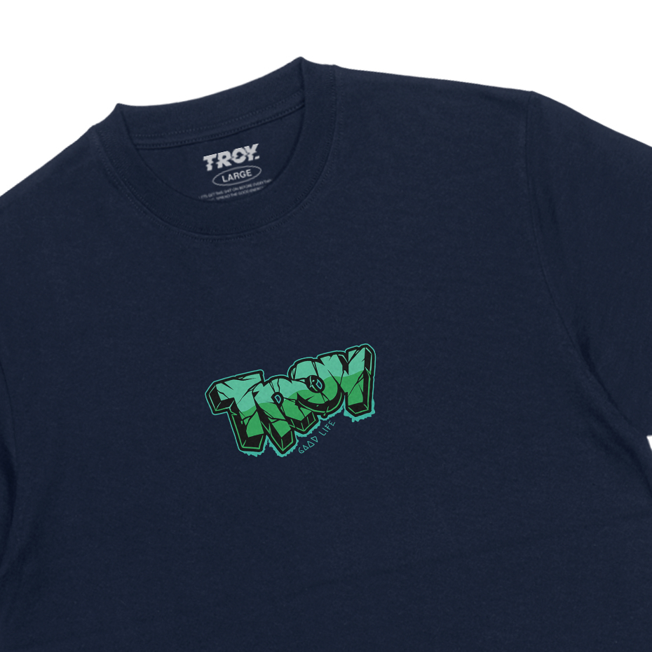 Troy Company T-shirt Blue Navy Groen - Kaos Lengan Pendek Kaos Biru Navy MTD 1878