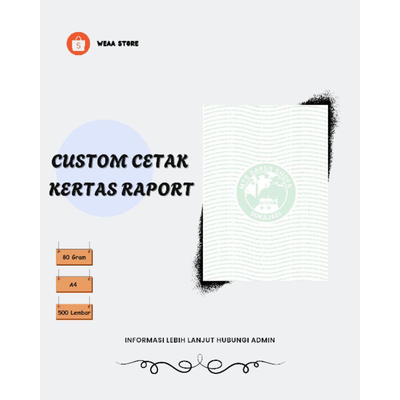 

CUSTOM CETAK KERTAS RAPOT A4 80gsm (TIDAK FULL CETAK)