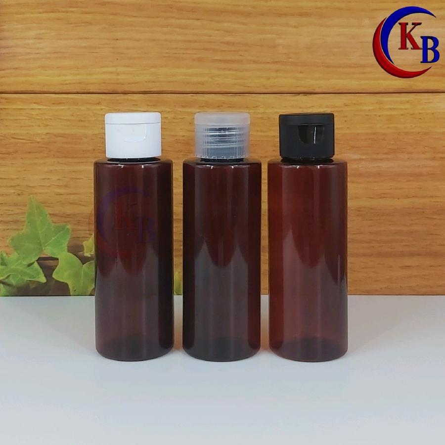 BOTOL FLIPTOP 100 ML TONER LINE / BOTOL PLASTIK PET RF COKLAT 100ML