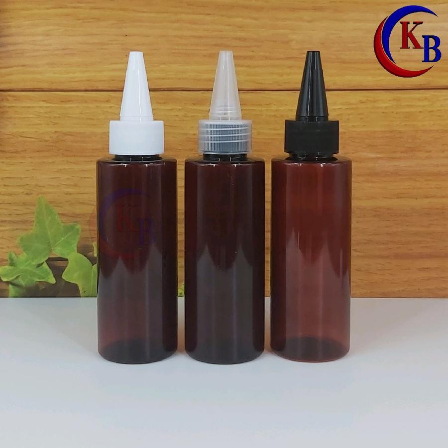 BOTOL KERUCUT 100 ML TINTA / BOTOL PLASTIK PET RF COKLAT 100ML