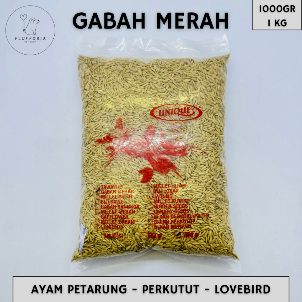 GABAH MERAH - PAKAN UNTUK BURUNG LOVEBIRD, PERKUTUT, DEKUKUR, AYAM