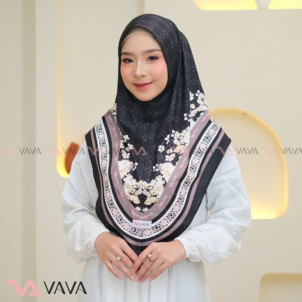 VAVA Hijab - Hira Motif Jilbab Khimar Malay Jersey Printing Sublim Non Pet [ALFAREZI]