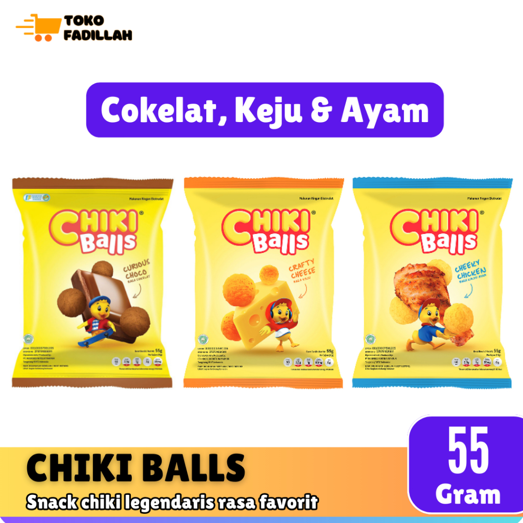 

CHIKI BALLS Kemasan 55 gr - Cokelat / Keju / Ayam