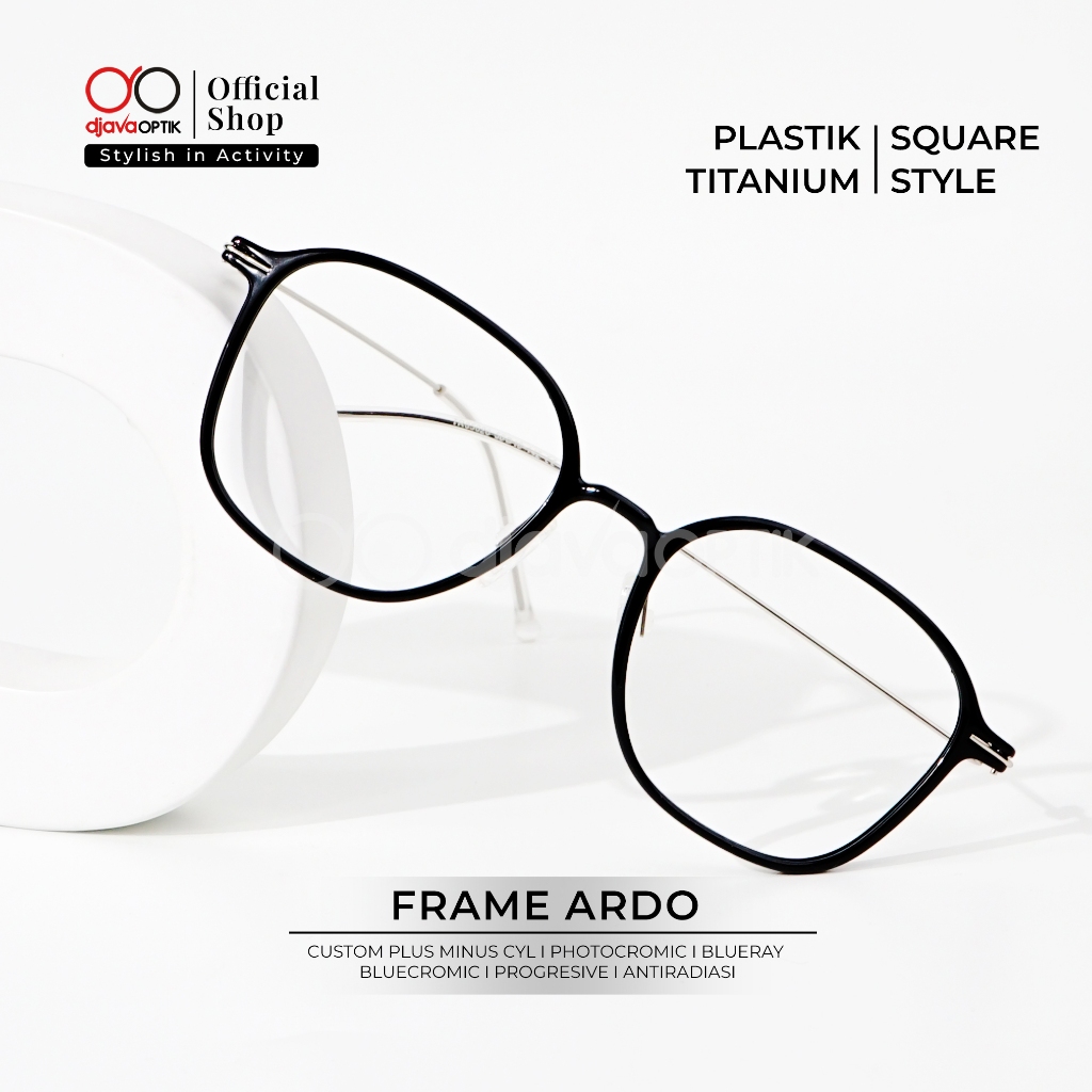 DJAVA OPTIK - Frame Ardo - Kacamata Kotak Korea Plastik Khusus Minus -4,25 s/d -6,00