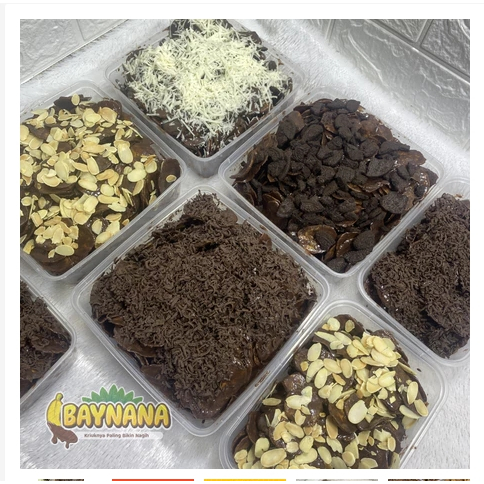 

BAYNANA Keripik Pisang Coklat Lumer Topping Almond Chocochips Keju Melted Full Coklat