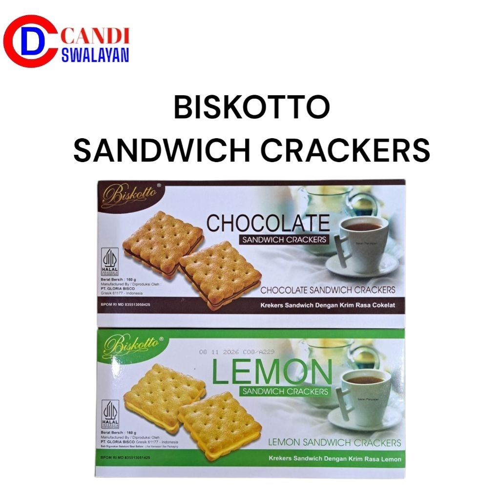 

BISKOTTO Sandwich Crackers 160gr Lemon & Cokelat