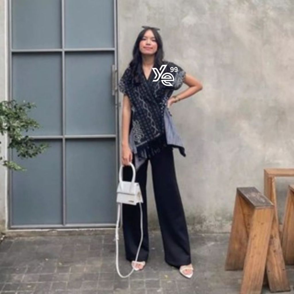 Atasan wanita tenun troso, atasan tenun ikat kombinasi lurik