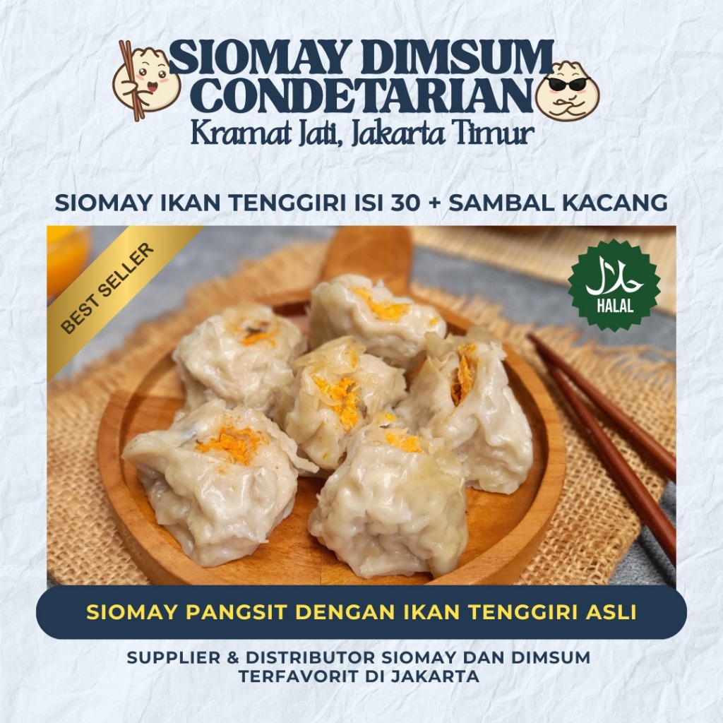 

SIOMAY PANGSIT IKAN TENGGIRI FROZZEN ISI 30 PCS / HALAL / TANPA PENGAWET