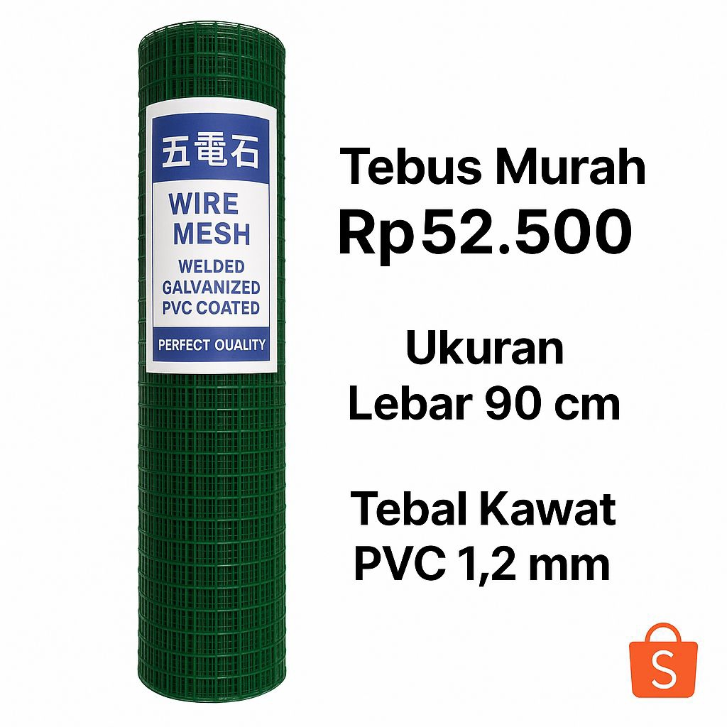 Kawat Loket Hijau 1/2 Inch Full Roll PVC Ram Kandang Ayam Burung