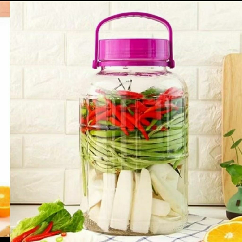 Toples Gagang Jumbo Besar Tutup Ungu Kaca Beling Bening Awet Kuat Tebal Tahan Panas Kedap Kim Glass 