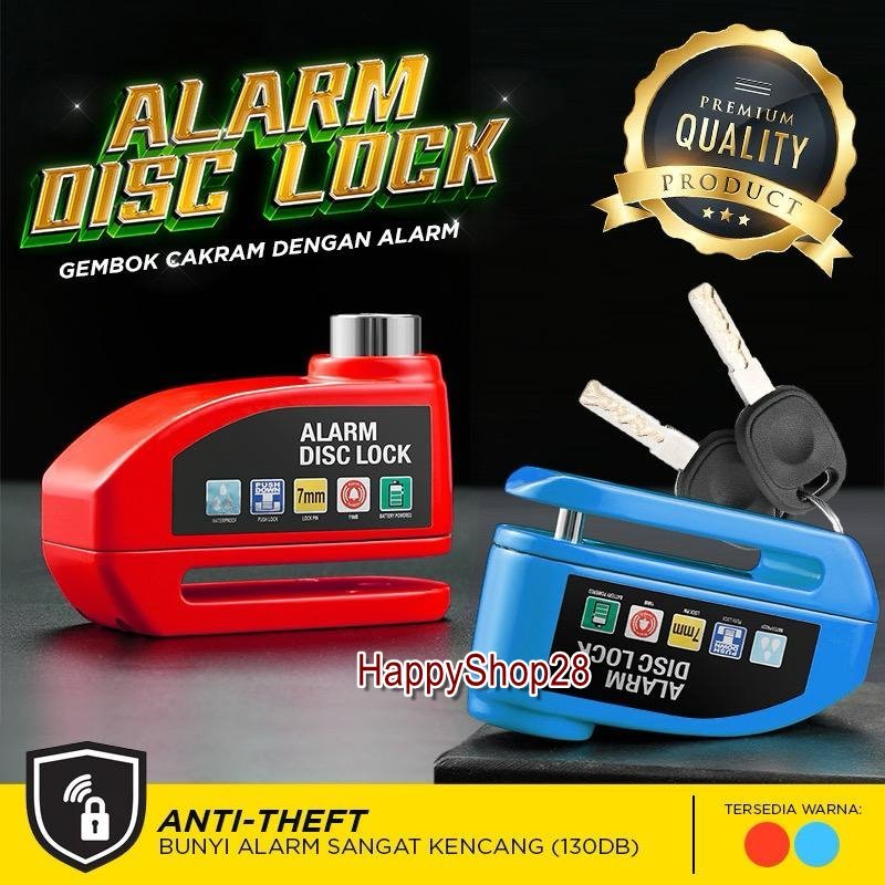 Gembok Cakram Motor Alarm Anti Maling Premium / Gembok Motor Alarm Anti Maling Baterai