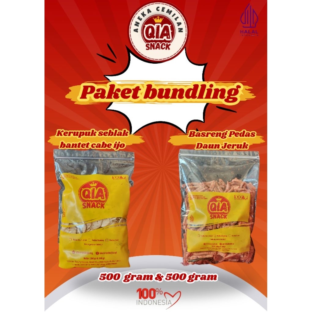 

Paket Bundling Seblak Bantet Pedas Cabe Ijo 500 Gr + Basreng Pedas Daun Jeruk 500 Gr