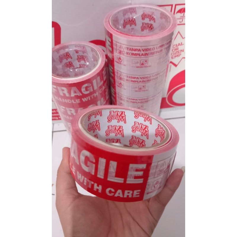 

Lakban fragile 75y we.es merah putih