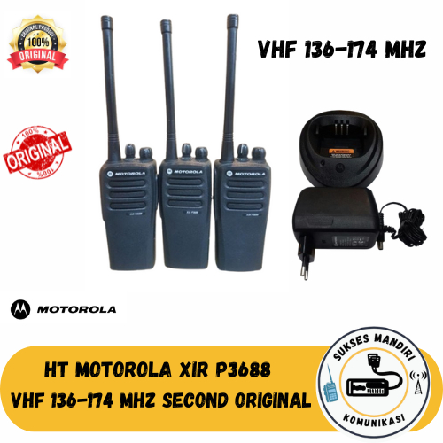 HT MOTOROLA XIR P3688 VHF SECOND ORI LENGKAP CHARGER