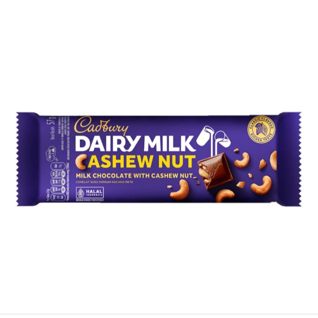 

Cadbury Dairy Milk Chocolate cashew 57g / Fruit & Nut / Black Forest / Hazel Nut / 62 g