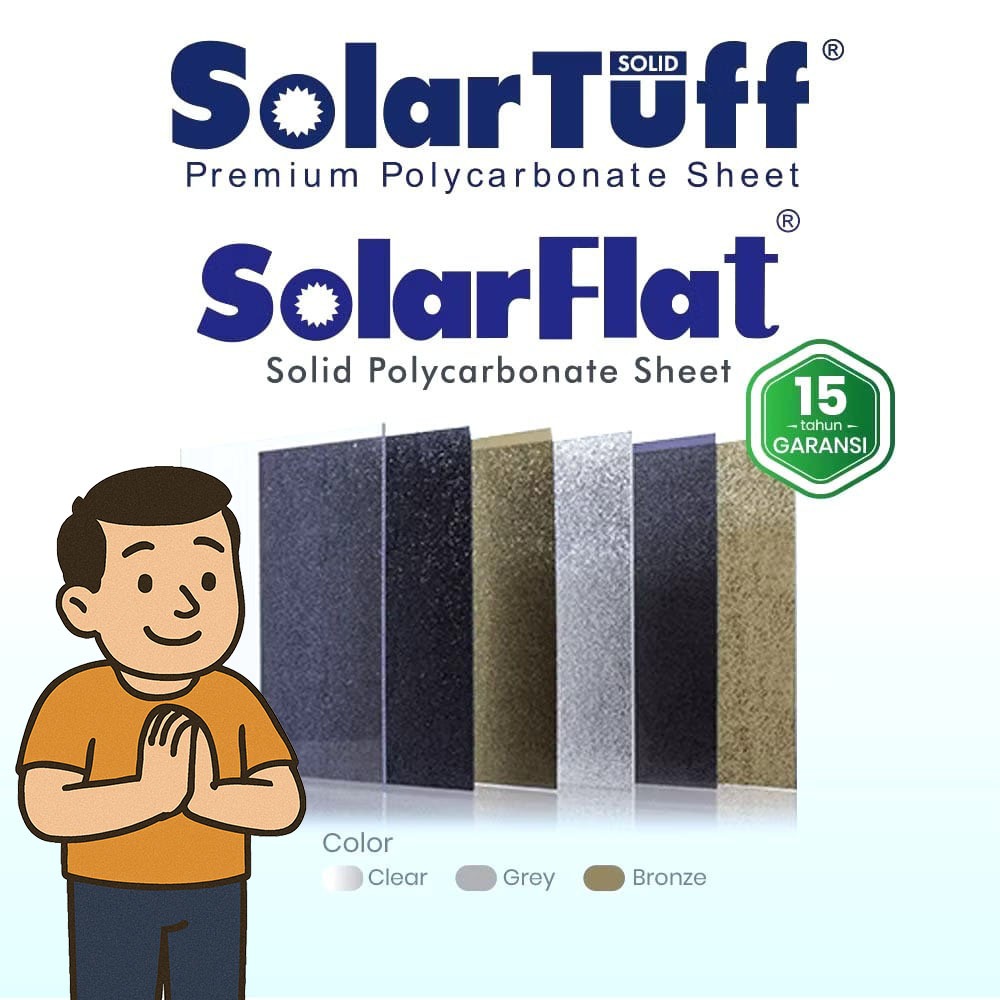 Atap Polycarbonate Solid SOLARFLAT 6,0mm (Garansi Resmi)