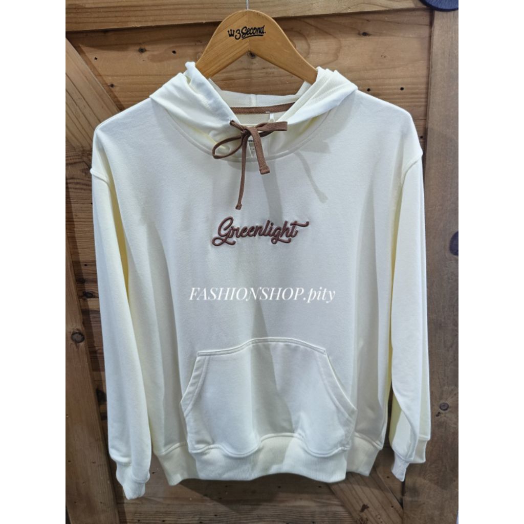 [100% ORIGINAL 1224] HOODIE GREENLIGHT WANITA BAHAN BABY TERRY SUPER LEMBUT LOGO SCRIPT NARUMI