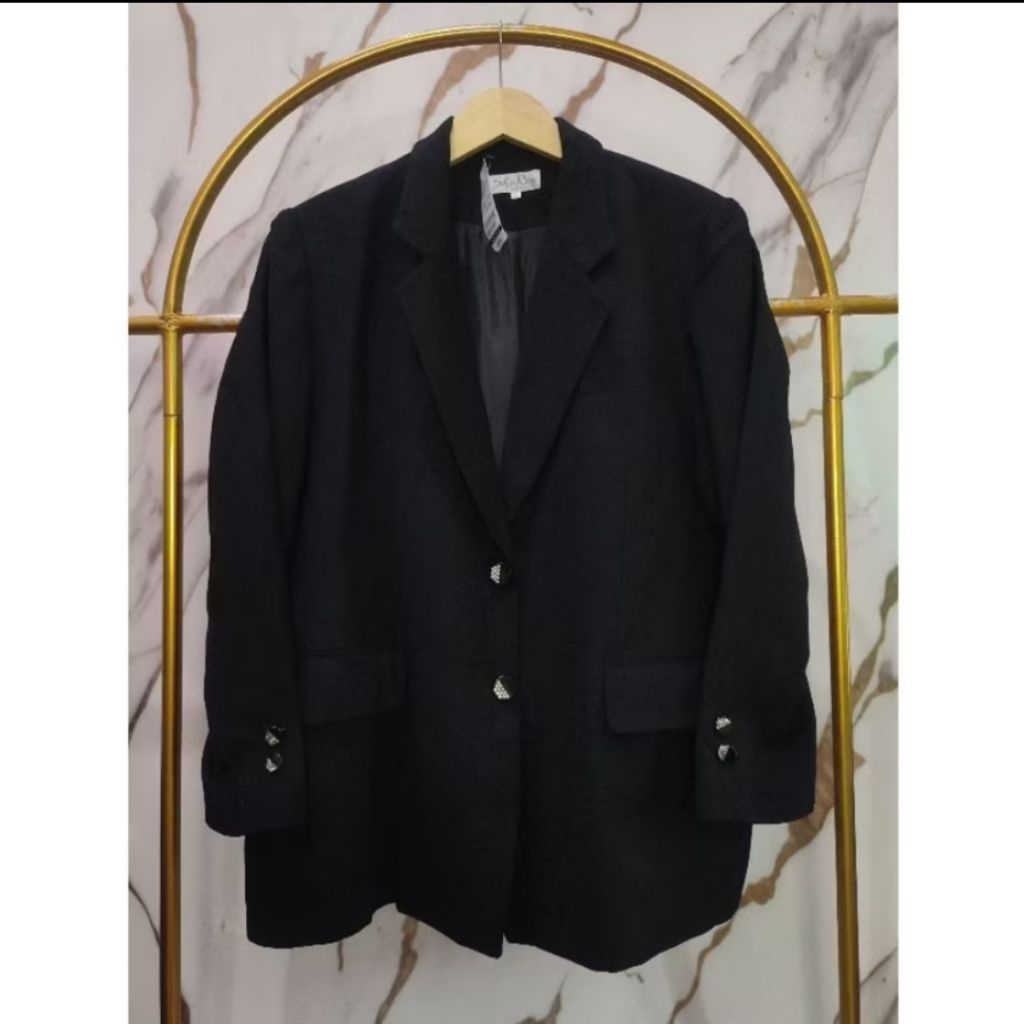 blazer jas wanita hitam pekat bigsize jumbo preloved