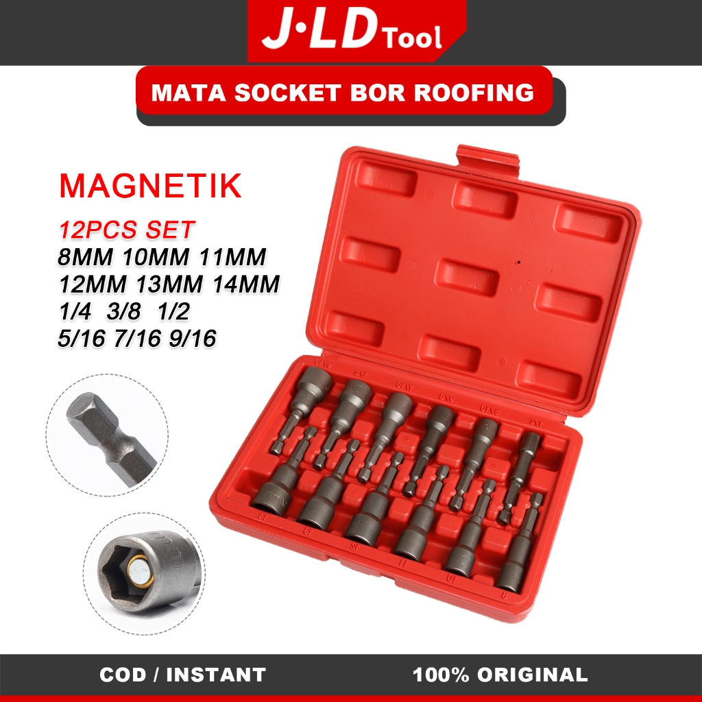 JLD Mata kunci shock Mata Roofing Magnetic Hex  Power Nut Baut Ruping Baja Ringan  Konektor Mesin Bo