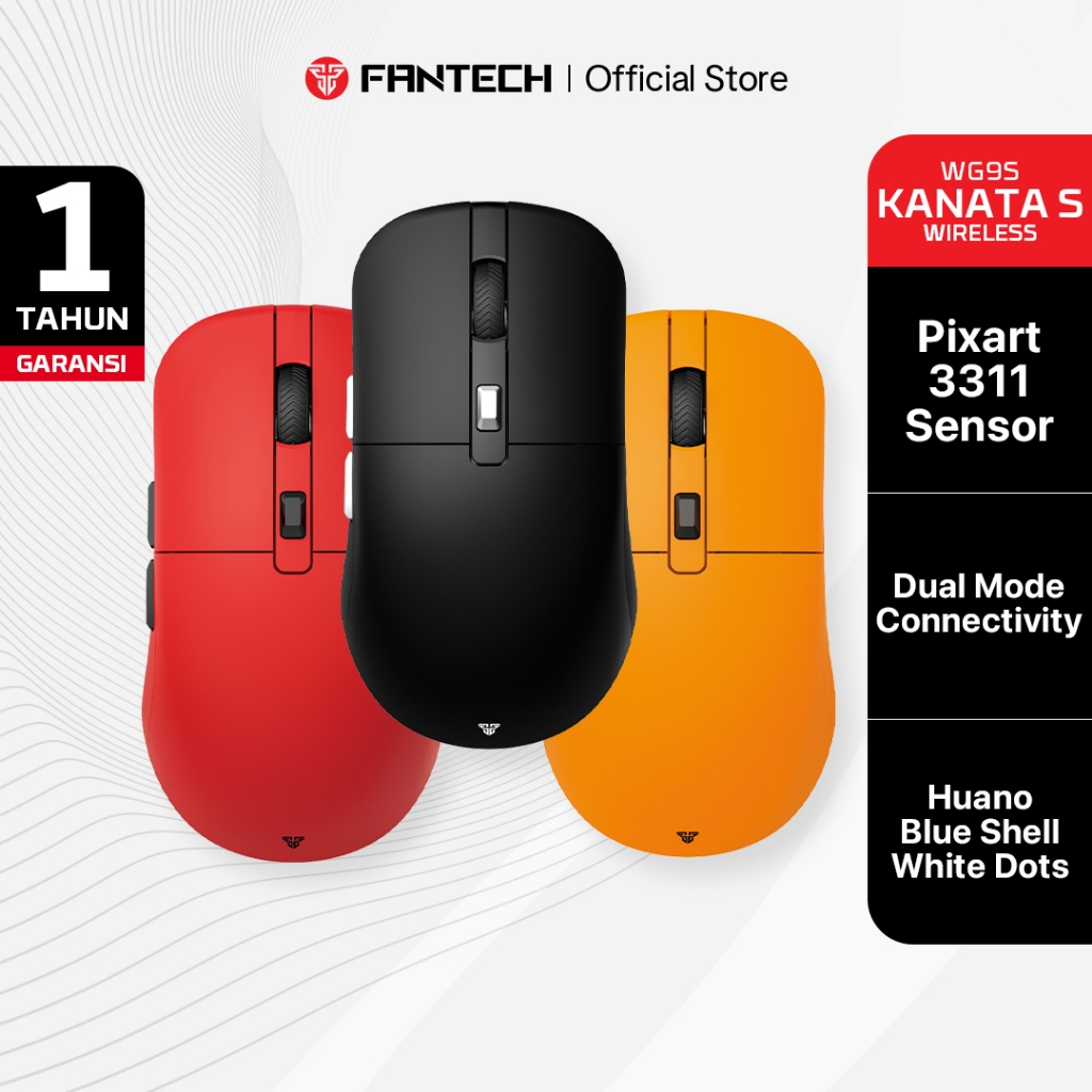 Fantech KANATA WIRELESS Mouse Gaming Wireless RGB Macro WG9 WG9s DPI 12.000