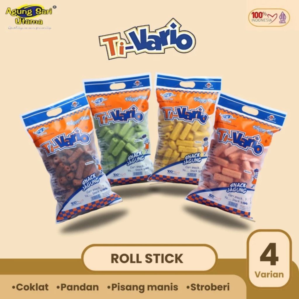 

Ti-Vario Snack Jagung Roll Stick 330g – Camilan Renyah Krispy Gurih Khas Magelang by Priyo Snack