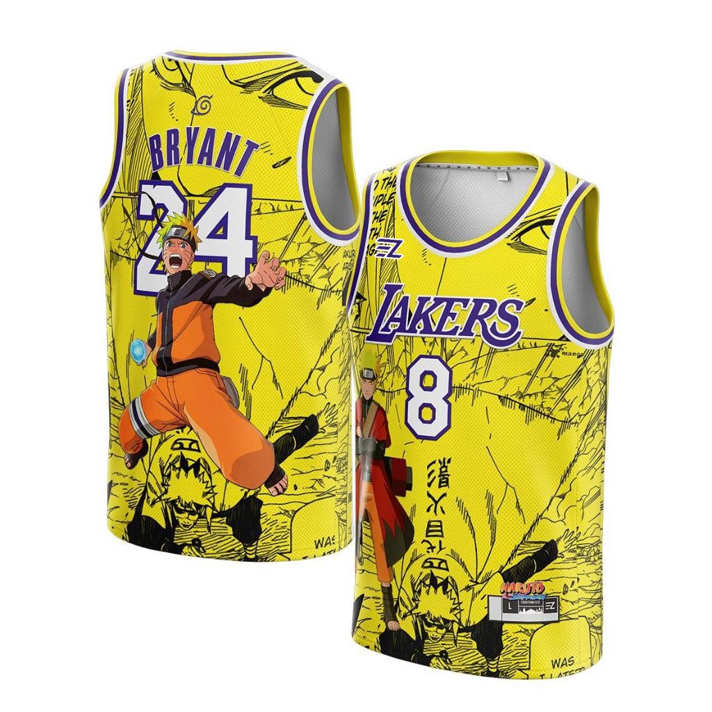 [ORIGINAL] Jersey Kobe Bryant LA Lakers #24 KUNING YELLOW CUSTOM NARUTO ANIME - Swingman Bola Basket