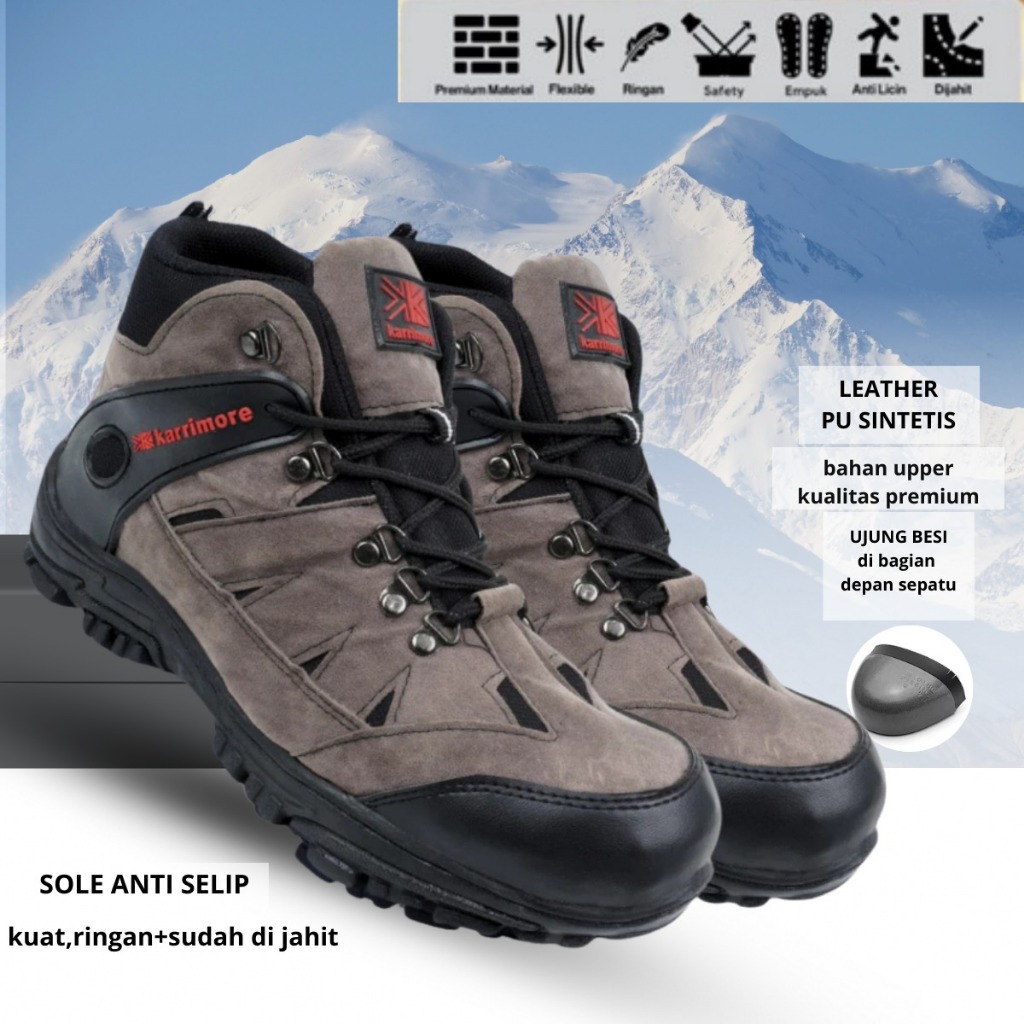 Sepatu Gunung Pria Karrimore Boots Safety Ujung Besi Karimore Tactical Tracking Hiking Sepatu Muncak
