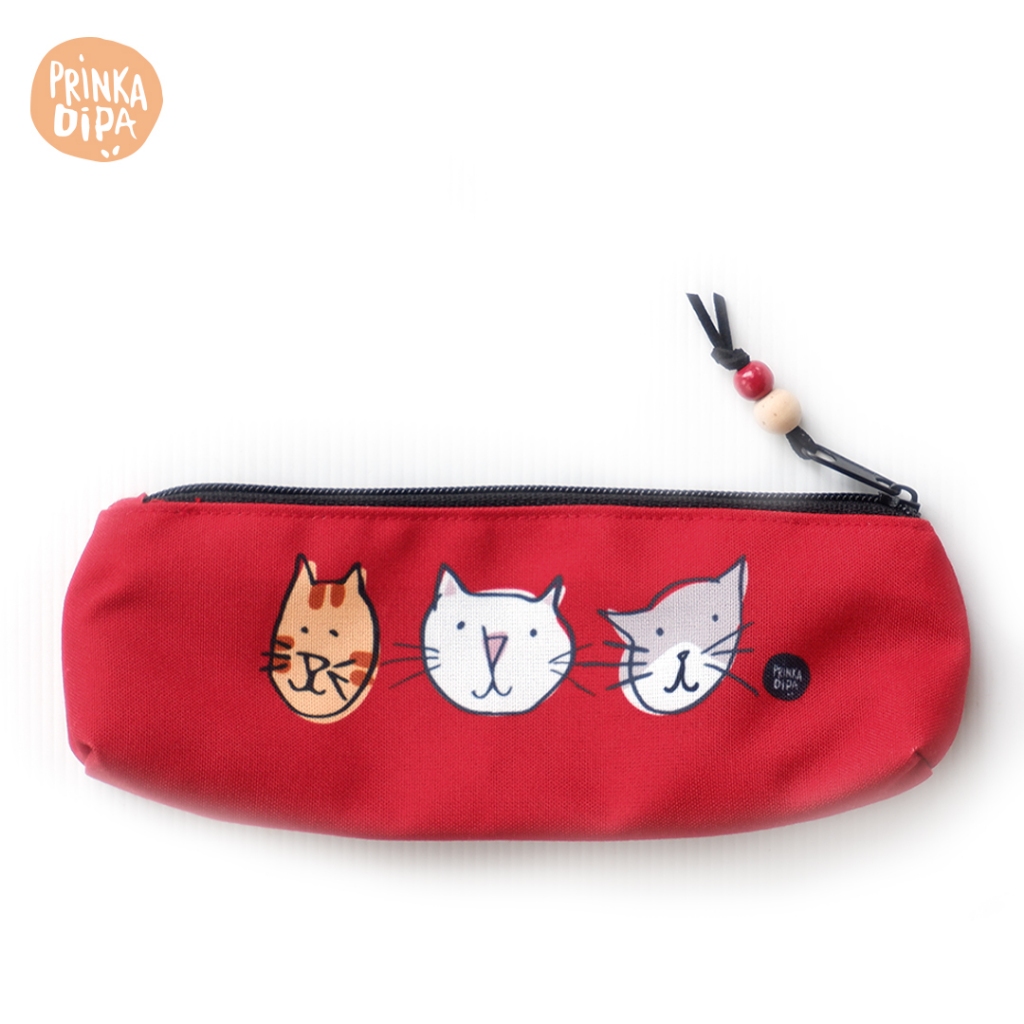 

Tempat Pensil / Pencil Case - 3 Kucing - Merah