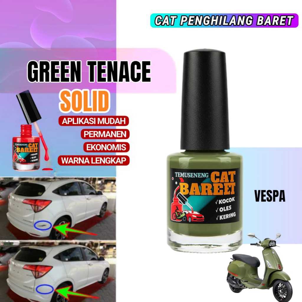 Cat Green Tennace Vespa Vespa Sprint, S, LX 150 solid glossy Cat Hijau Vespa Cat Penghilang Baret Le