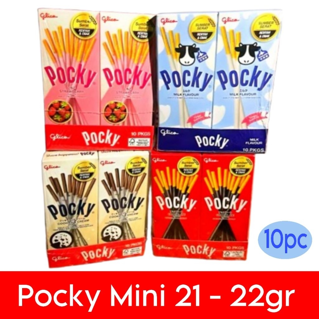 

Glico Pocky Mini 21gr milk cookies cream isi 10 pc/pak