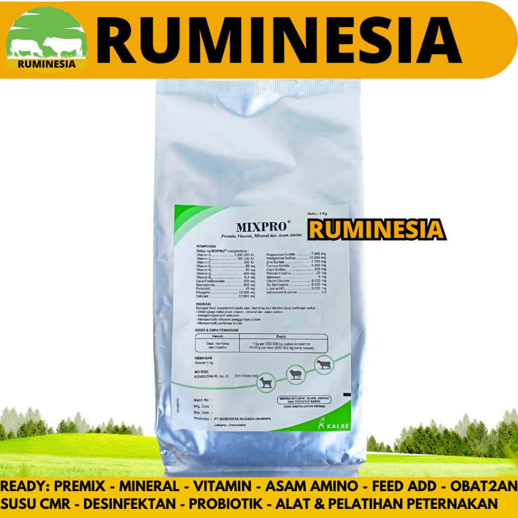 MIXPRO PREMIX SAPI 1 KG - Mix Pro Premix Vitamin Mineral Penggemuk & Pemacu Pertumbuhan Sapi Kambing