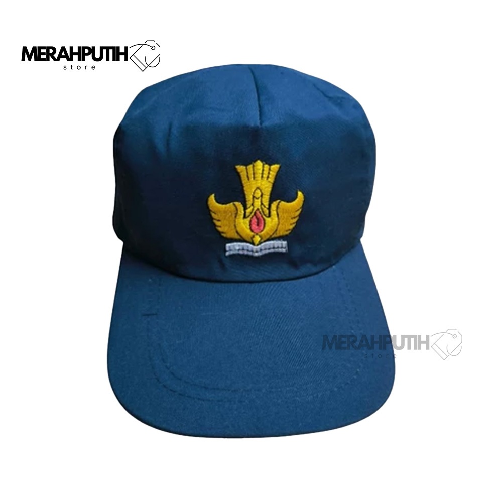 MerahPutih Store Topi SMP Biru Polos Perempuan dan Laki Laki Bordir Bahan Famatex Kain Tebal Bisa CO