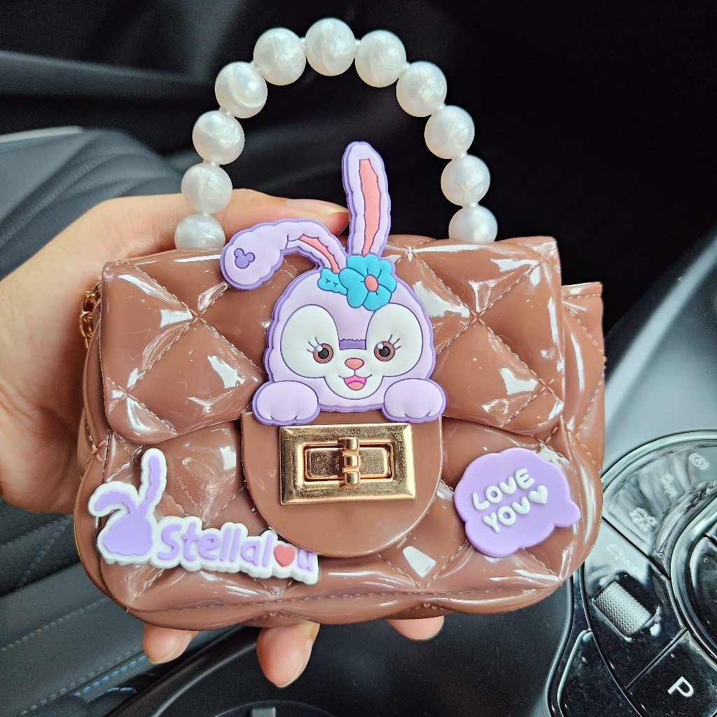 Tas Selempang Jelly Mini Stella Lou Selempang Anak Mutiara Sticker Karakter Sanrio Stella Lou