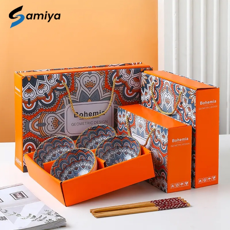 bohemia ceramic bowl gift box set / hampers mangkok keramik moroccan bohemia style / hampers natal t