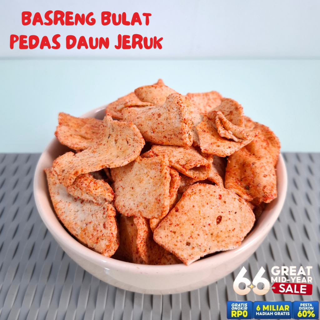 

Basreng Bulat Pedas Daun Jeruk 500g | Basreng Koin | Basreng Pipih