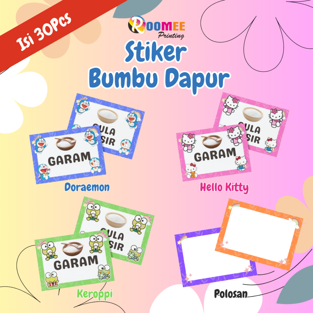 

(30PCS) STIKER BUMBU DAPUR KARAKTER UNTUK DI TOPLES / STIKER BUMBU UNIK/ KITCHEN LABEL