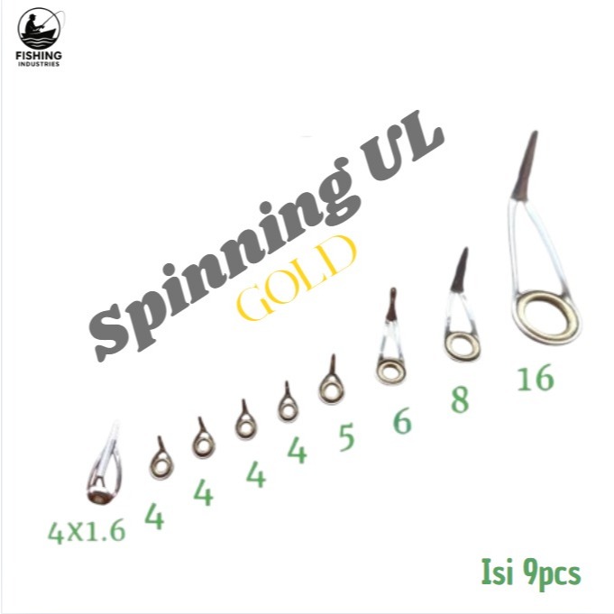 Ring Guide Joran Pancing Spinning UL Gold 1 Set Isi 9 Pcs Keramik Anti Karat