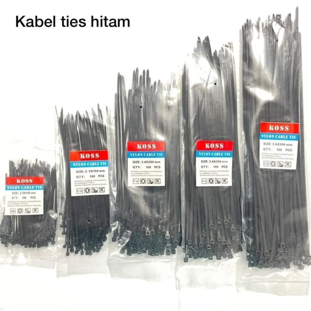 

Kabel ties hitam all ukuran 10 15 20 25 30cm isi 100 biji